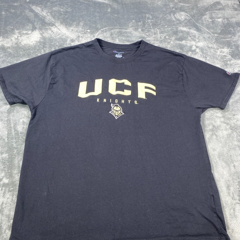 Champion UCF Knights T Shirt Mens 2XL Black Gold 100% Cotton NCAA‎ Tee Stitched